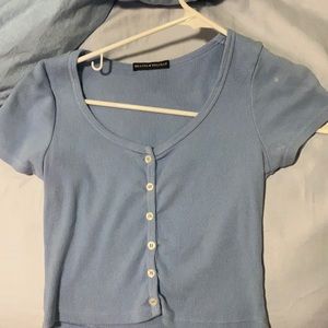 Cute brandy button down blue cropped t-shirt